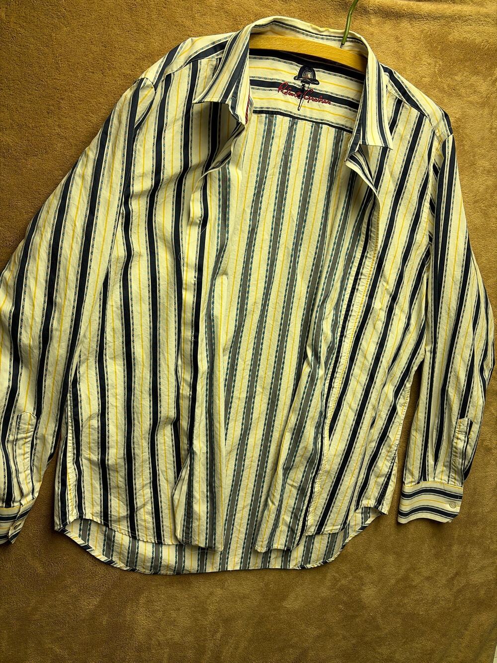Robert Graham Mens Long Sleeve Button Down Shirt Multicolor Vertical Stripe 2XL